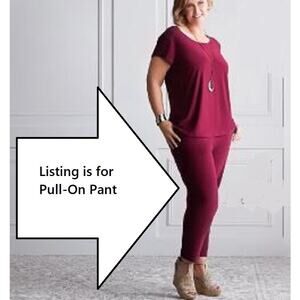 Attitudes by Renee Pants Womens X-Large Ankle Berry Wine Red Pull On 18 20 QVC